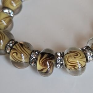 Venetian Art Glass Bead Bracelet Lampwork Bead 11mm Round